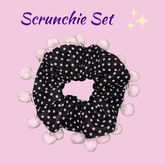 Three Piece Polka Dot Scrunchie Set - Picture 3 of 5